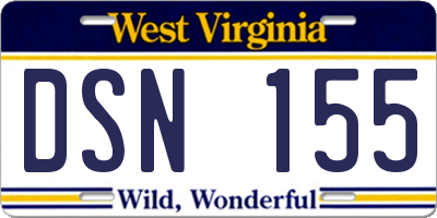 WV license plate DSN155