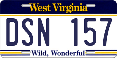 WV license plate DSN157