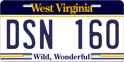 WV license plate DSN160