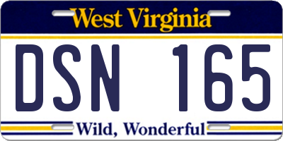 WV license plate DSN165