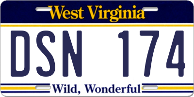 WV license plate DSN174