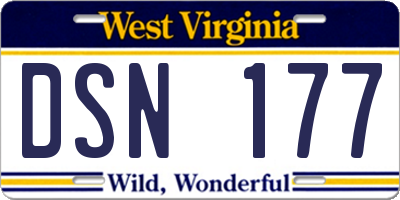 WV license plate DSN177