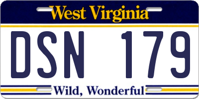 WV license plate DSN179