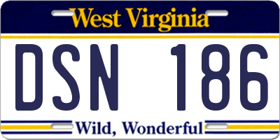 WV license plate DSN186