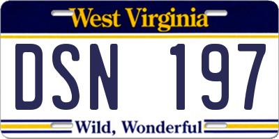 WV license plate DSN197