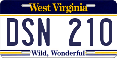 WV license plate DSN210