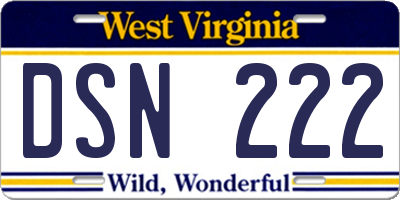 WV license plate DSN222