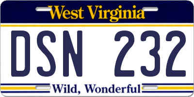 WV license plate DSN232
