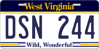 WV license plate DSN244