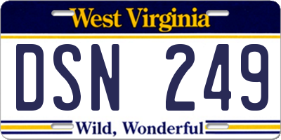 WV license plate DSN249