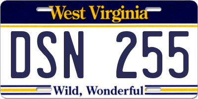 WV license plate DSN255