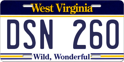WV license plate DSN260