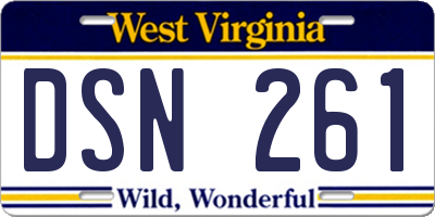 WV license plate DSN261