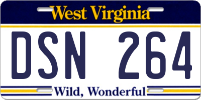 WV license plate DSN264
