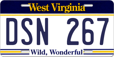 WV license plate DSN267
