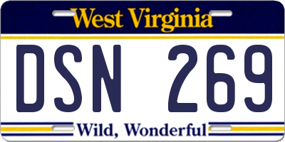 WV license plate DSN269