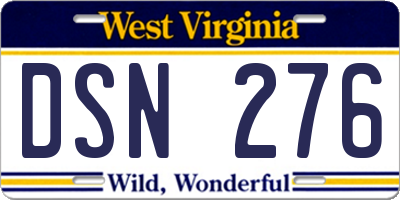 WV license plate DSN276