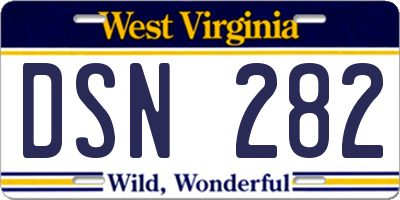WV license plate DSN282