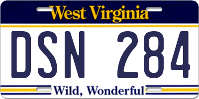 WV license plate DSN284