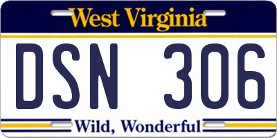 WV license plate DSN306
