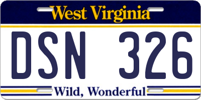 WV license plate DSN326