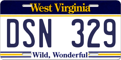 WV license plate DSN329
