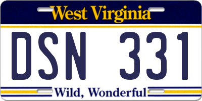 WV license plate DSN331