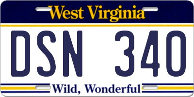WV license plate DSN340