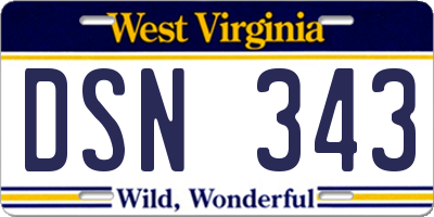 WV license plate DSN343