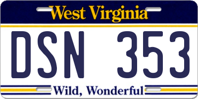 WV license plate DSN353