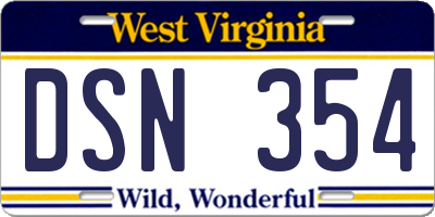 WV license plate DSN354