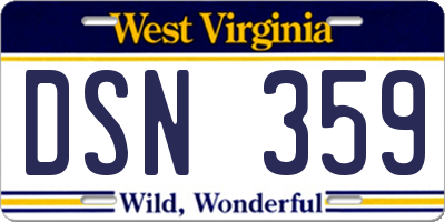 WV license plate DSN359