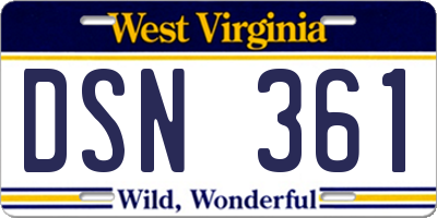 WV license plate DSN361