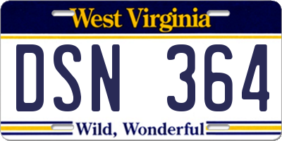 WV license plate DSN364