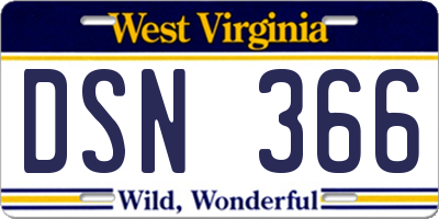 WV license plate DSN366