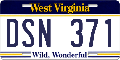 WV license plate DSN371
