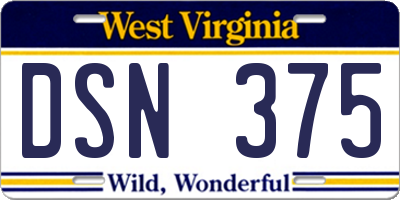 WV license plate DSN375