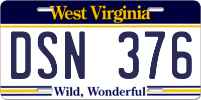 WV license plate DSN376
