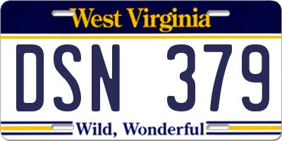 WV license plate DSN379