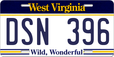 WV license plate DSN396