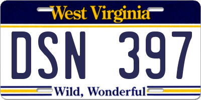 WV license plate DSN397