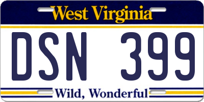 WV license plate DSN399