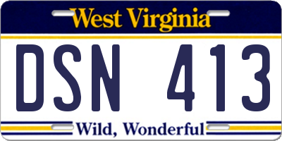 WV license plate DSN413
