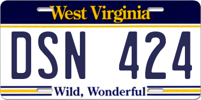 WV license plate DSN424