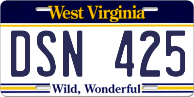 WV license plate DSN425