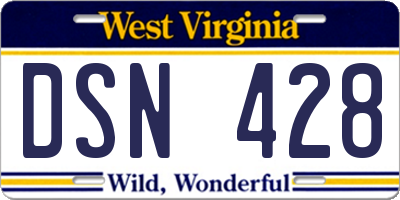 WV license plate DSN428
