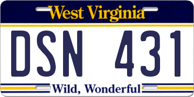 WV license plate DSN431