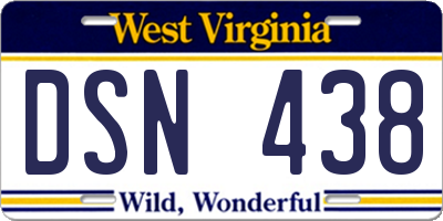 WV license plate DSN438