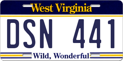 WV license plate DSN441