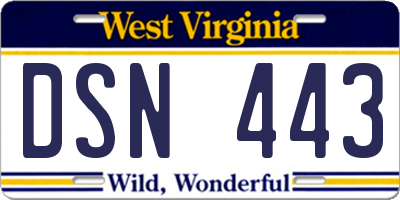 WV license plate DSN443